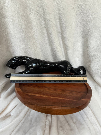 Rare Mid-Century Black Panther Ceramic Planter – 14” Glossy Glaze